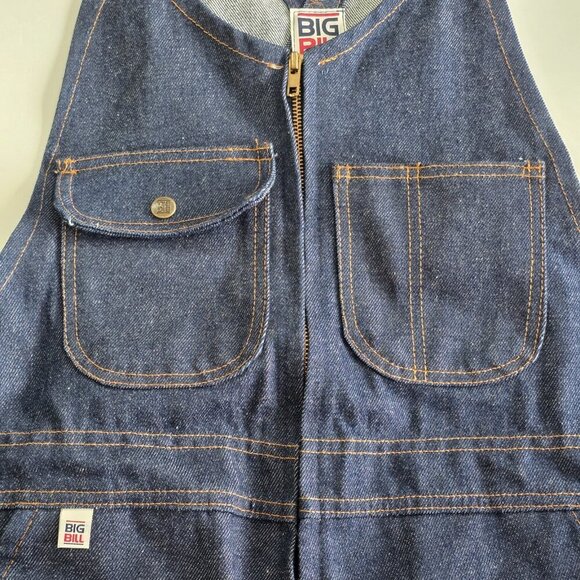 Big Bill Bib Overall Mens 36 R Navy Denim 92 NAY 47246 Carpenter Unlined Pockets - Picture 12 of 16